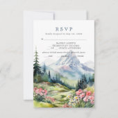 Dusty Blue Spring Mountains Wedding Carte RSVP (Devant)