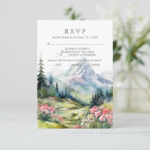Dusty Blue Spring Mountains Wedding Carte RSVP (Debout devant)
