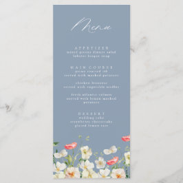 Dusty Blue Spring Peony Waterverf Trouwmenu Menu
