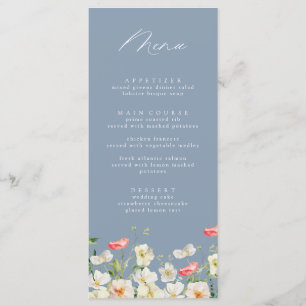 Dusty Blue Spring Peony Waterverf Trouwmenu Menu