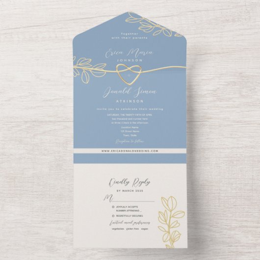 Dusty Blue Spring Wedding All-in-One Invitation (À l'intérieur)