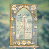 Dusty Blue Stained Glass Floral Wedding Welcome  (Neutre)