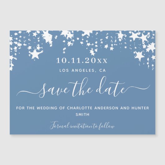 Dusty blue star bruiloft, met uitzondering van de  magnetische uitnodiging (Voorkant)