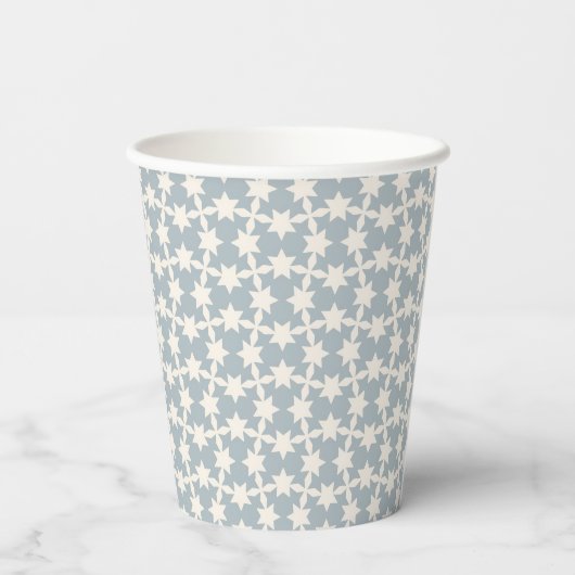 Dusty Blue Star Pattern Paper Cup Papieren Bekers (Achterkant)