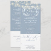 Dusty Blue String Lights Alles in een bruiloft Kaart (Voorkant / Achterkant)