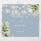 Dusty Blue String Lights Bloemen Groen Bruiloft Bier Etiket (Enkel label)