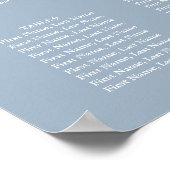 Dusty Blue String Lights Bruiloft Zitting Grafiek Poster (Hoek)