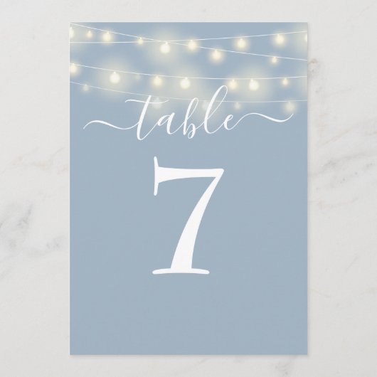 Dusty Blue String Lights Tafelnummer (Achterkant)