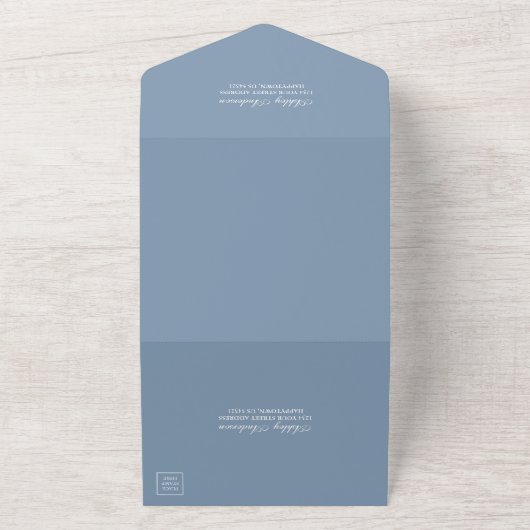 Dusty Blue String Lights Wedding All In One Uitnodiging (Buitenkant)