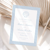 Dusty Blue Stripe Shell Wedding Save the Date