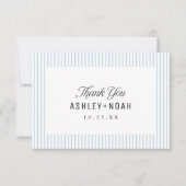 Dusty Blue Striped Elegance Classy Wedding Bedankkaart (Voorkant)