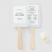 Dusty Blue Striped Elegance Classy Wedding Program Handwaaier (Voorkant en achterkant)