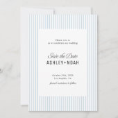 Dusty Blue Striped Elegance Classy Wedding Save The Date (Voorkant)