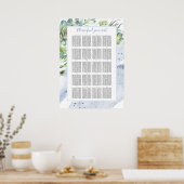 Dusty Blue Succulents Greenery Seating Chart Poster (Keuken)