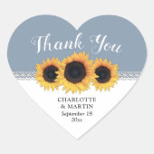 Dusty Blue Sunflower Weddenschap Bedankt Hart Sticker (Voorkant)