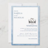 Dusty Blue Swan Lake Faire-part de mariage (Devant)