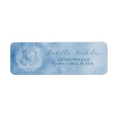 Dusty Blue Swan Lake Wedding Retour Adres Label (Voorkant)