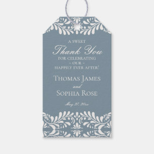 Dusty Blue Talavera Fiesta Wedding Party Favoriete Cadeaulabel