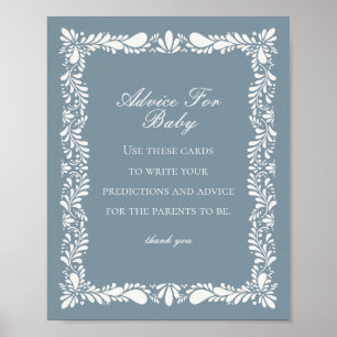 Dusty Blue Talavera Tegel Advies voor Baby Game Poster