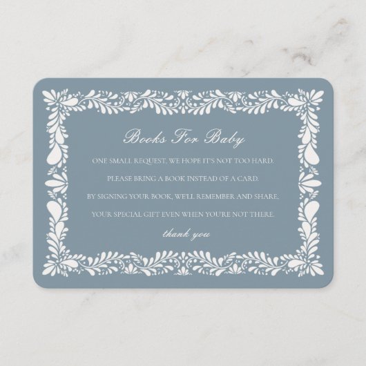 Dusty Blue Talavera Tegel Boeken voor Baby Boy Ins Informatiekaartje (Voorkant)