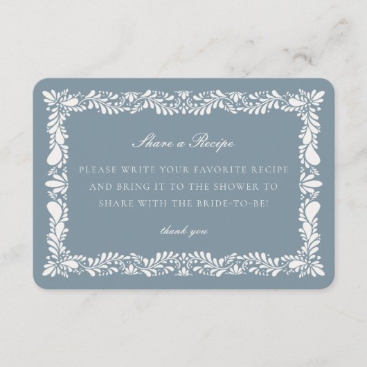 Dusty Blue Talavera Tegel Deel een Recept Insert Informatiekaartje (Voorkant)