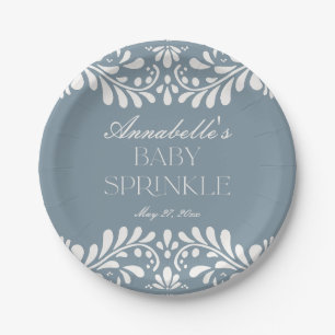 Dusty Blue Talavera Tegel Fiesta Boy Baby Sprinkle Papieren Bordje