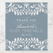 Dusty Blue Talavera Tegel Fiesta Boy Baby Sprinkle Wijn Etiket (Enkel label)