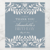 Dusty Blue Talavera Tegel Spaans Fiesta Verjaardag Wijn Etiket (Enkel label)