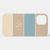 Dusty Blue Tan Monogram Abstract Moderne Eenvoudig Case-Mate iPhone Case (Achterkant (horizontaal))