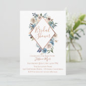 Dusty Blue Taupe Floral Bridal Shower Invitation (Debout devant)