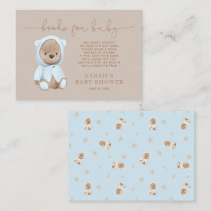 Dusty Blue Teddy Bear Baby shower Book Request Req Informatiekaartje