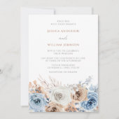 Dusty Blue Terracotta Boho Floral Wedding Kaart (Voorkant)