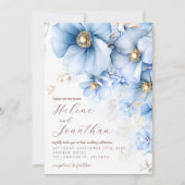 Dusty Blue Terracotta Floral Elegant Huwelijk Kaart (Voorkant)