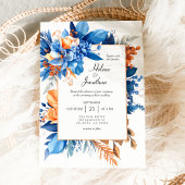 Dusty Blue Terracotta Rust Boho Elegant Wedding Kaart