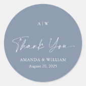 Dusty Blue Thank You Wedding Sticker (Devant)