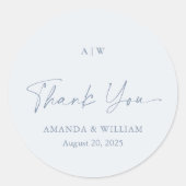 Dusty Blue Thank You Wedding Sticker (Devant)