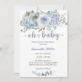 Dusty Blue Theme Baby shower Sjabloon Kaart (Voorkant)