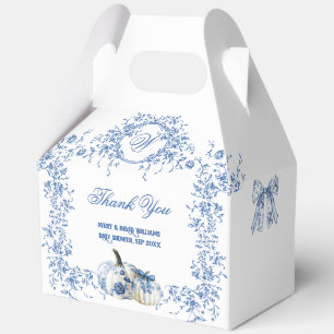 Dusty Blue Toile Floral Pumpkin Boy Baby shower Bedankdoosjes