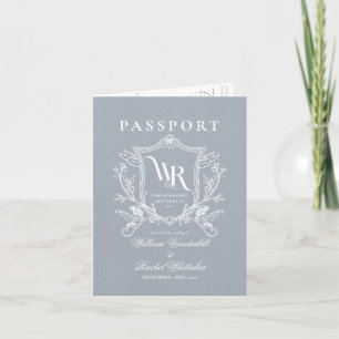 Dusty Blue Travel Bestemming Paspoort Bruiloft Aankondiging