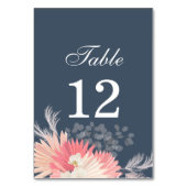 Dusty Blue Tropical Orchid Wedding Table Number Kaart (Achterkant)