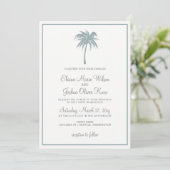 Dusty Blue Tropical Palm Tree Invitations de maria (Debout devant)