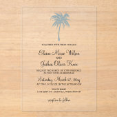 Dusty Blue Tropical Palm Tree Invitations de maria (Recto)