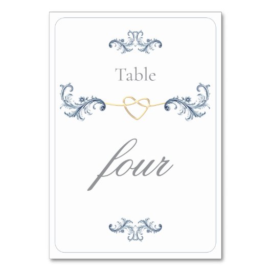Dusty Blue Trouwtafel Nummer Kaart (Voorkant)