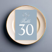 Dusty Blue Trouwtafel Nummer Monogram Motief Kaart