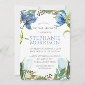 Dusty Blue Tulip Peony Invitations de douche nupti (Devant)