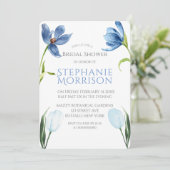 Dusty Blue Tulip Peony Invitations de douche nupti (Debout devant)
