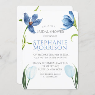 Dusty Blue Tulip Peony Invitations de douche nupti