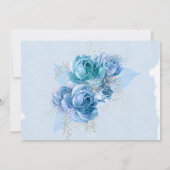 Dusty Blue Turquoise Silver Peony Merci Cartes (Dos)