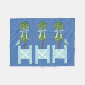 Dusty Blue Turquoise Topiary Vogelwerpen Fleece Deken (Voorkant (Horizontaal))