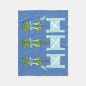 Dusty Blue Turquoise Topiary Vogelwerpen Fleece Deken (Voorkant)